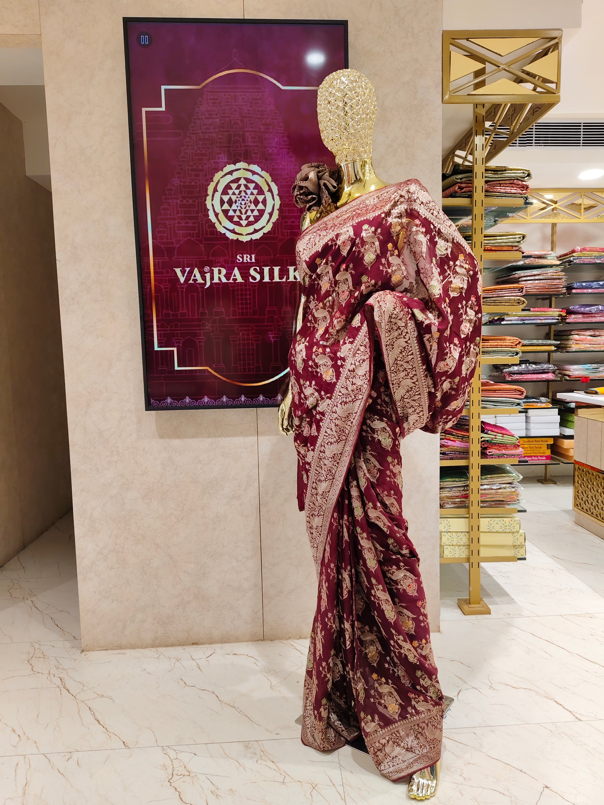 Maroon Banarasi Silk Saree