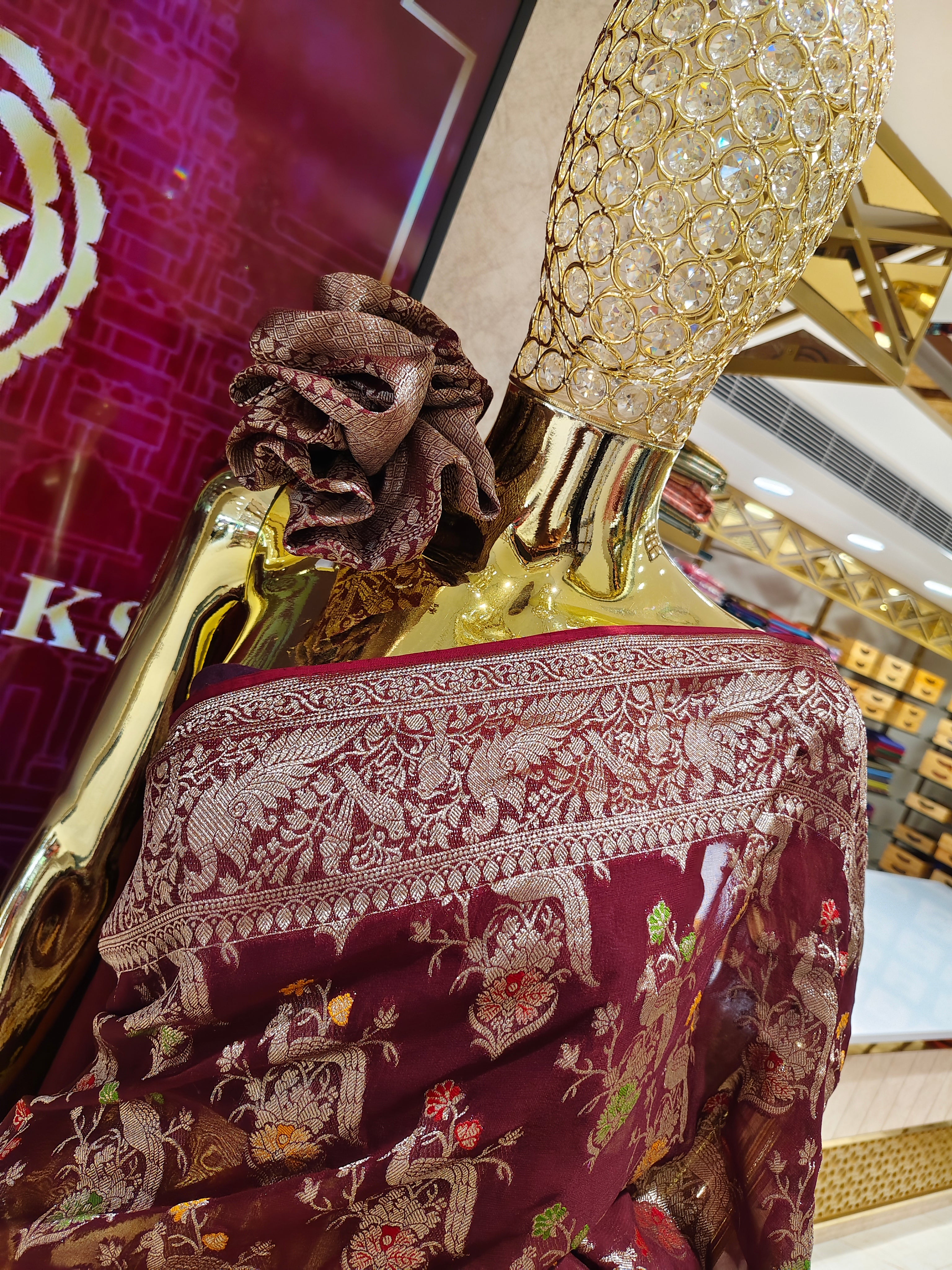 Maroon Banarasi Silk Saree