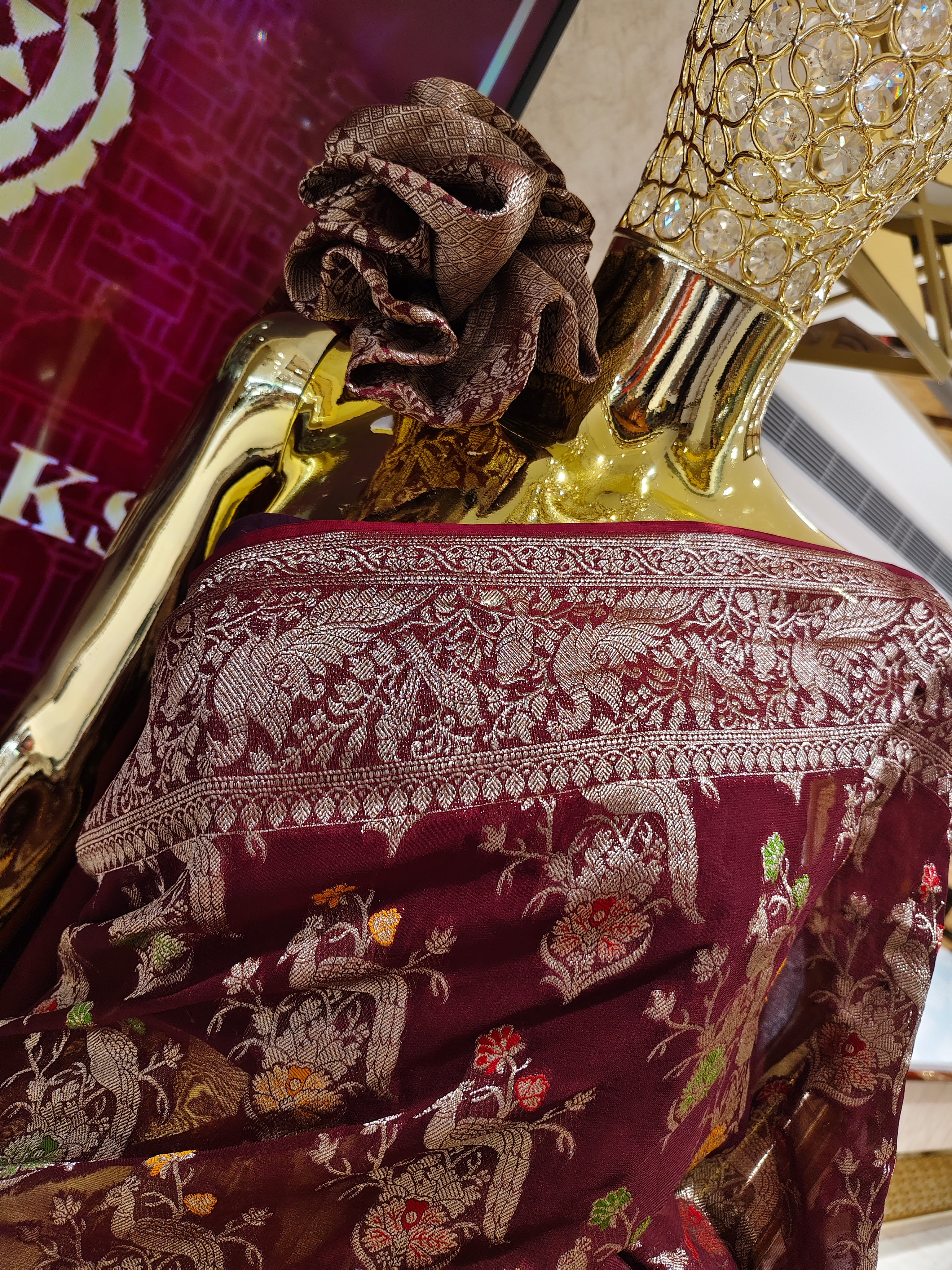 Maroon Banarasi Silk Saree