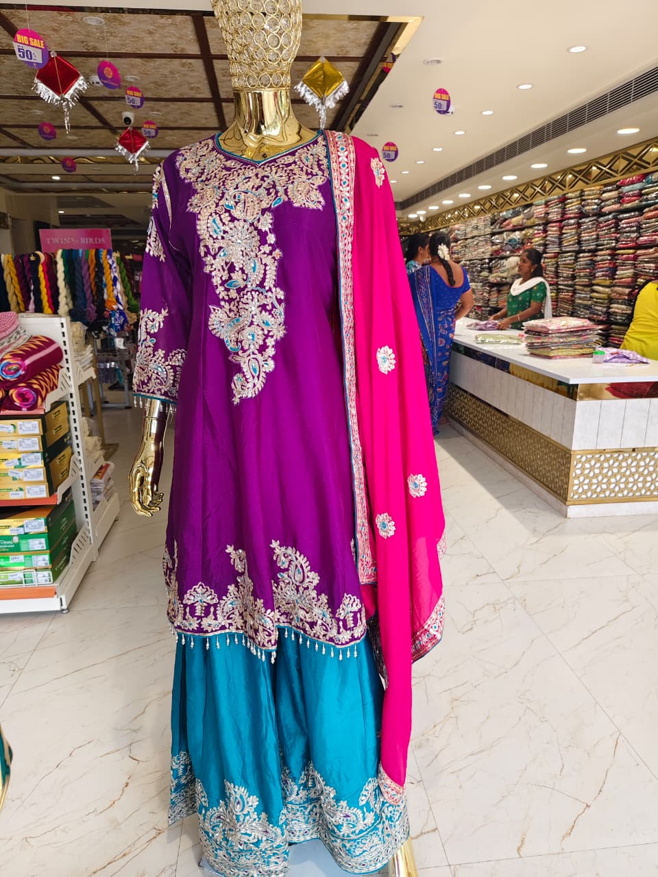 Trendy plazo set with party wear work 3 pec set